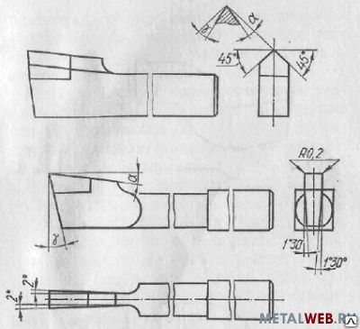 Резцы долбёжные, строгальные, петушковые Р6М5, Р18, Т5К10, Т15К6, ВК8.